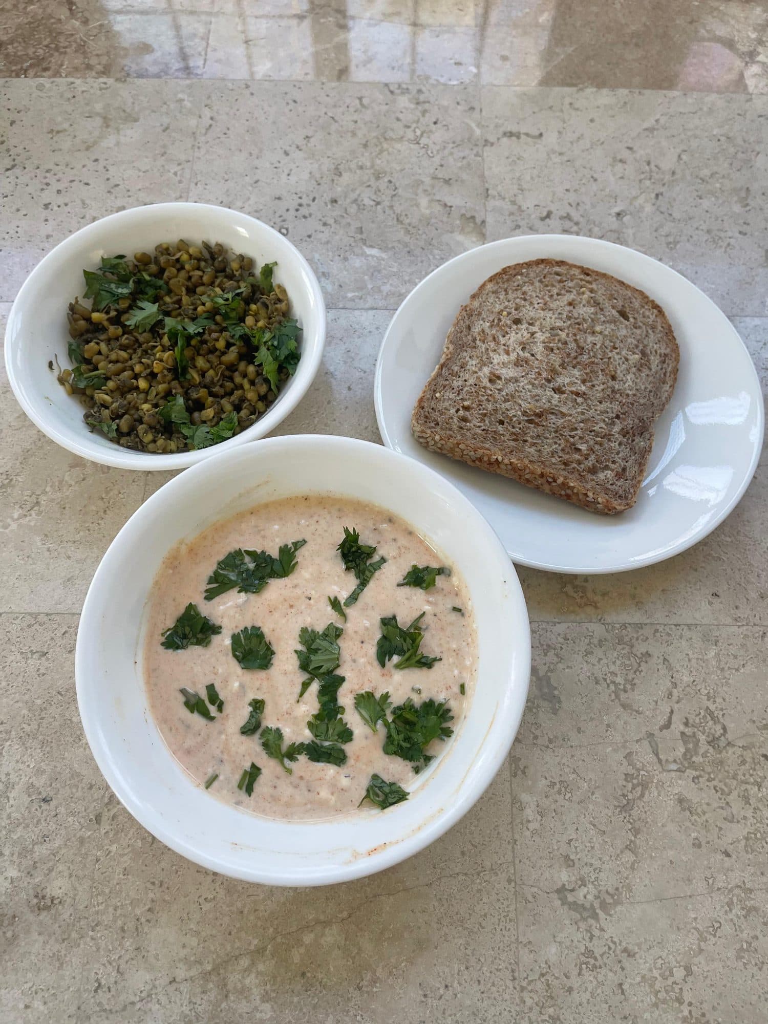 Colorful balanced lunch platter with greens and sides